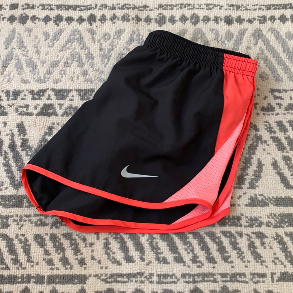 Nike Black and Coral Running Shorts